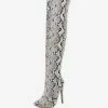 Over The Knee Boots Womens Snake Print Pointed Toe Stiletto Heel Thigh High Boots