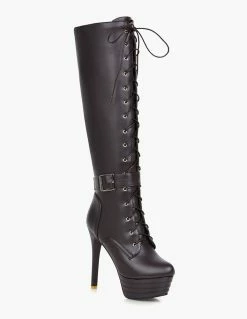 Platform Knee High Boots Womens Patent Lace Up Round Toe Stiletto Heel Winter Boots -winter shoes Sales 2023 c3eb8771 6684 44ad 8f3e 9ceda9bb1b23
