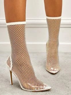 Women's Clear Boots Pointed Toe High Heel Studded Transparent Booties Sexy Fishnet Sock Boots -winter shoes Sales 2023 c53d20eb 18c3 45c2 82bd 24747efab2de