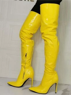 Women's Stiletto Heel Thigh High Boots In Yellow