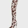 Women's Animal Print Platform Thigh High Heel Boots