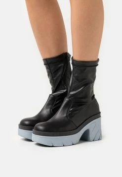 Steve Madden Georginia - Platform Ankle Boots - Black/Light Blue