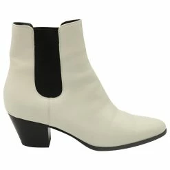 Céline Celine Chelsea Ankle Boots In White Ivory Leather Cream