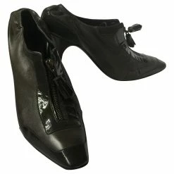 Celine Céline Leather And Patent Ankle Boots Taupe