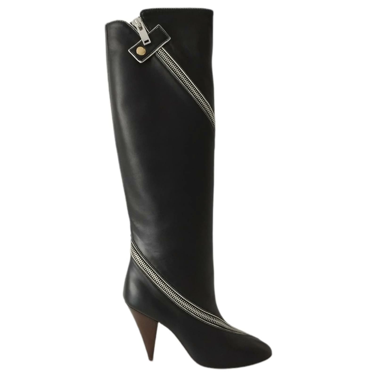 Celine Céline Zip Nappa Black Leather Boots 1 Celine Céline Zip Nappa Black Leather Boots