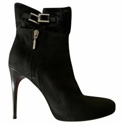 Cesare Paciotti Black Nabuk Leather Ankle Boots