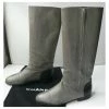 CHANEL Gray Calf Leather Riding Boots Good Condition T.40 IT Grey