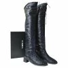 Chanel Matelasse Black Leather Over Knee Boots Sz. 38