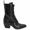 Chloé Chloe Lace-Up Pointed Mid-Calf Boots In Black Leather
