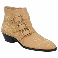 Chloé Women Susanna Short Boots In Beige Leather