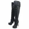 CHRISTIAN DIOR Thigh High Boots 38.5 BLACK LEATHER LACE-UP BOOTS