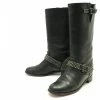 CHRISTIAN LOUBOUTIN BIKE STUDDED BOOTS 38 BLACK LEATHER BIKER STUDS BOOTS