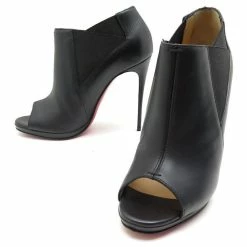 CHRISTIAN LOUBOUTIN BOOTS 36.5IT 37.5EN BLACK LEATHER BOOTS SHOES