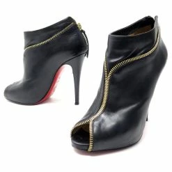CHRISTIAN LOUBOUTIN COLIZIP T SHOES38 IN BLACK LEATHER BLACK BOOTS