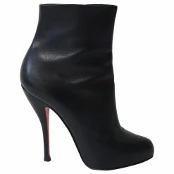 Christian Louboutin High Heel Ankle Boots In Black Leather