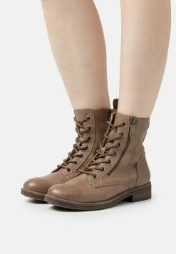 Tamaris Lace-Up Ankle Boots - Taupe