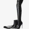 Black Thigh High Boots Womens Pointed Toe Stiletto Heel Over The Knee Boots