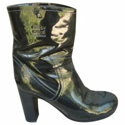See By Chloé Patent Leather Boots 38 Dark Green