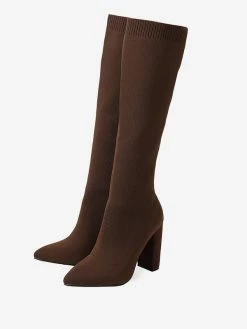 Women's Elastic Boots Black Chunky Heel Knee High Boots -winter shoes Sales 2023 dfc4ecf1 7018 4276 998b 7be7c1361c90