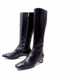DOLCE & GABBANA SHOES BOOTS 38.5 BLACK PATENT LEATHER BOOTS