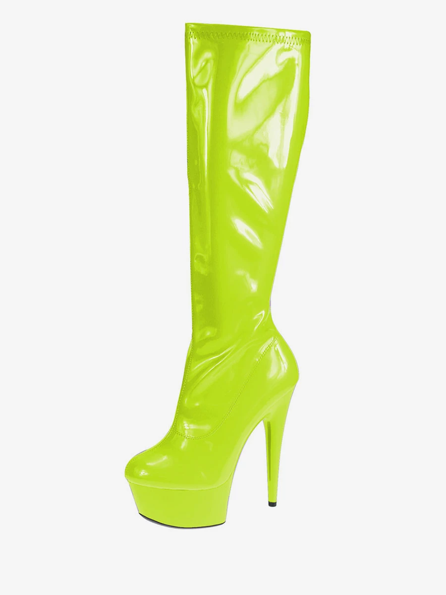 Pole Dance Shoes Blue Sexy Boots High Heel Boots Round Toe Platform Mid Calf Boots Stripper Shoes 6 Pole Dance Shoes Blue Sexy Boots High Heel Boots Round Toe Platform Mid Calf Boots Stripper Shoes - Image 6