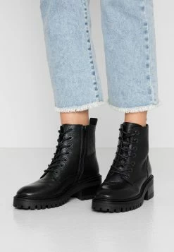 Zign Lace-Up Ankle Boots - Black