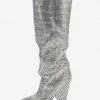 Women's Slouch Boots Elegant Rhinestones Cone Heel Knee High Boots