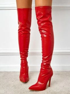 Women's Thigh High Boots Pointy Toe Stiletto Heel Bright Leather -winter shoes Sales 2023 ec027381 75b4 48a8 9569 545cccbe4e7f