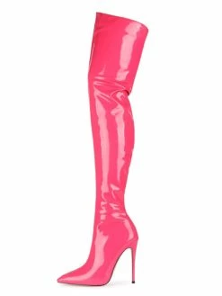 Over The Knee Boots Red Pointed Toe Zip Up Bright Leather High Heel Thigh High Boots -winter shoes Sales 2023 ec8204e8 f969 4d05 9ae4 e5950a00214c