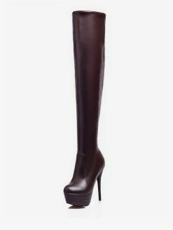 Platform Thigh High Boots Womens Solid Color Bright Leather Round Toe Stiletto Heel Boots -winter shoes Sales 2023 f20342d2 784f 47ce 8f91 9df2f9dd11fd