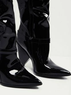Women's Patent Leather Cone Heel Thigh High Boots Black Bright Leather -winter shoes Sales 2023 f61b340c aa3b 444e 87d9 38a8bf7734fe