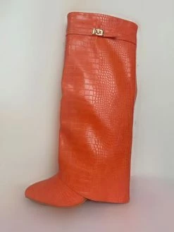 Women Wide Calf Boots Nude Wide Heel Mental Details Straight Shaft Knee HIgh Boots -winter shoes Sales 2023 fdf38c47 2f0d 4837 ae5d b6fcb6d740e6