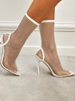 Women's Clear Boots Pointed Toe High Heel Studded Transparent Booties Sexy Fishnet Sock Boots -winter shoes Sales 2023 fe4abc72 aff5 4ee6 8fdf a1e04100f5d1