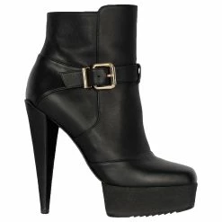 Fendi Black Leather Ankle Boots With Heels