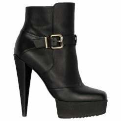 Fendi Black Leather Ankle Boots With Heels