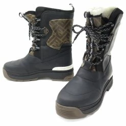 FENDI SHOES BOOTS T-REX ZUCCA CANVAS & LEATHER 40 IT 41 EN SNOW BOOTS