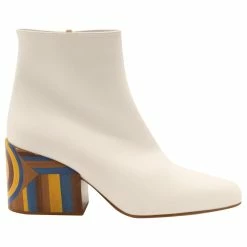 Gabriela Hearst Ankle Boots With Multicolor Heels In White Leather