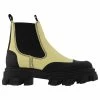 Ganni Yellow Leather Cleated Boots