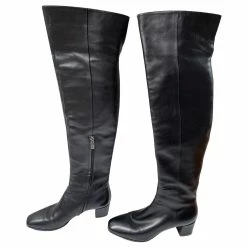 Gianvito Rossi Black Leather Thigh Boots