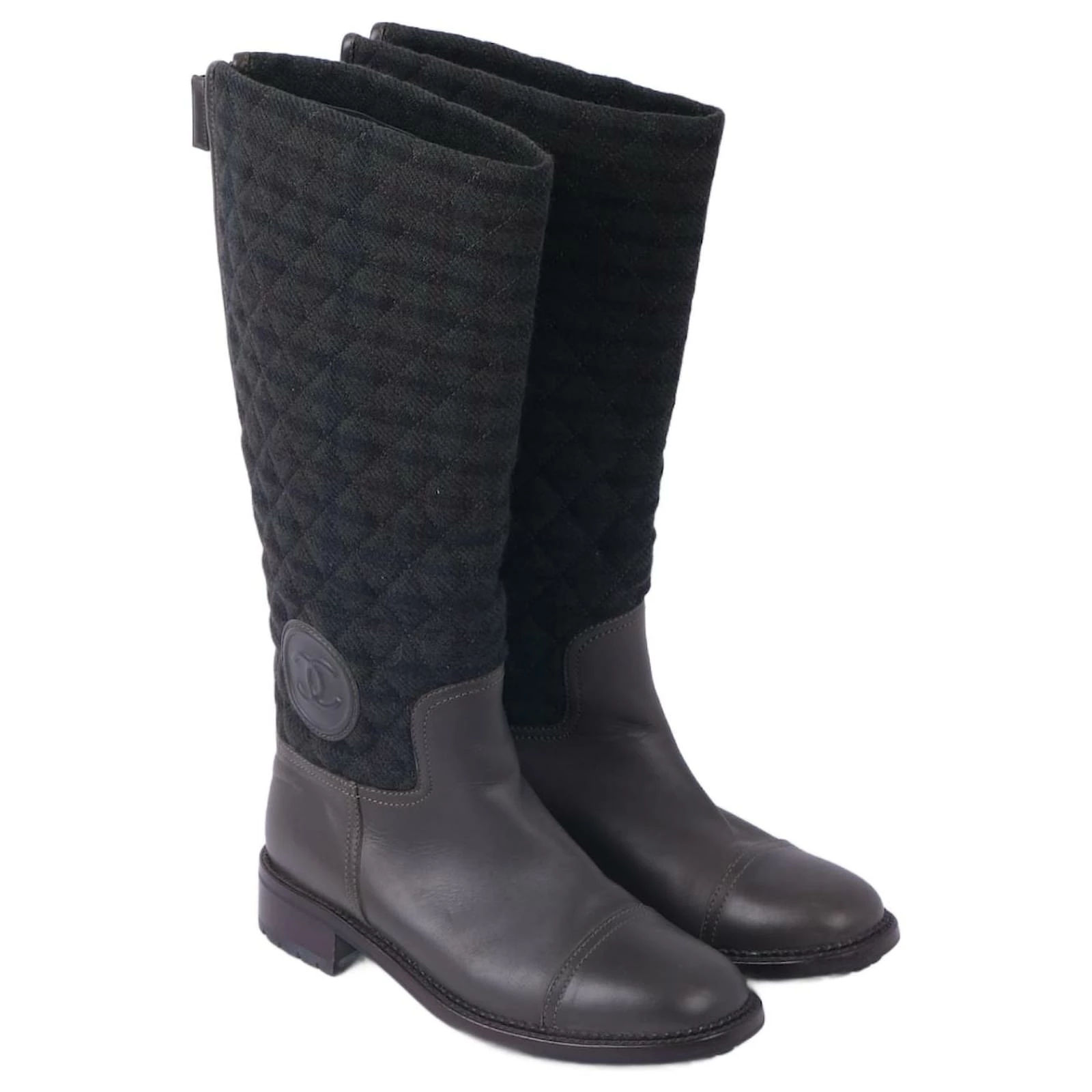 CHANEL Boots T.EU 38.5 Leather Green 1 CHANEL Boots T.EU 38.5 Leather Green