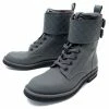 NEW CHANEL G ANKLE BOOTS30289 36.5 37 QUILTED LEATHER RANGERS COMBAT BOOTS Grey