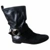 Gucci Buckled Ankle Boots With Bamboo Ring In Black Leather