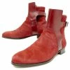 Hermès HERMES ANKLE BOOTS 39 LEATHER AND RED PONY BOOTS FOAL SHOES Dark Red