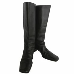 Hermès Low Heel Leather Boots Black