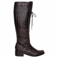 Hunter Croc Embossed Leather Boots Brown