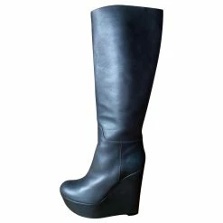 DOLCE & GABBANA Tall Boots In Leather Khaki