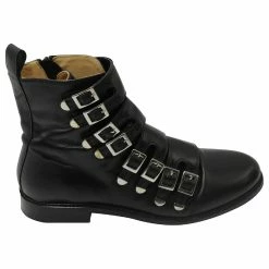 Maje Ankle Boots With Multiple Buckle-detailed Straps In Black Leather