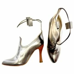 Marc Jacobs Ankle Boots In Silver Leather & Perspex Silvery Metallic