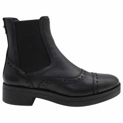 MAX & CO. Perforated Ankle Boots In Black Leather