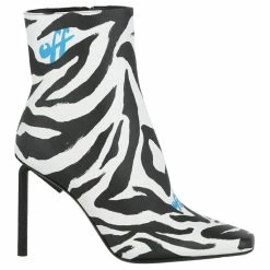 Off White Off-White Allen Zebra-Print Leather Ankle Boots Multiple Colors